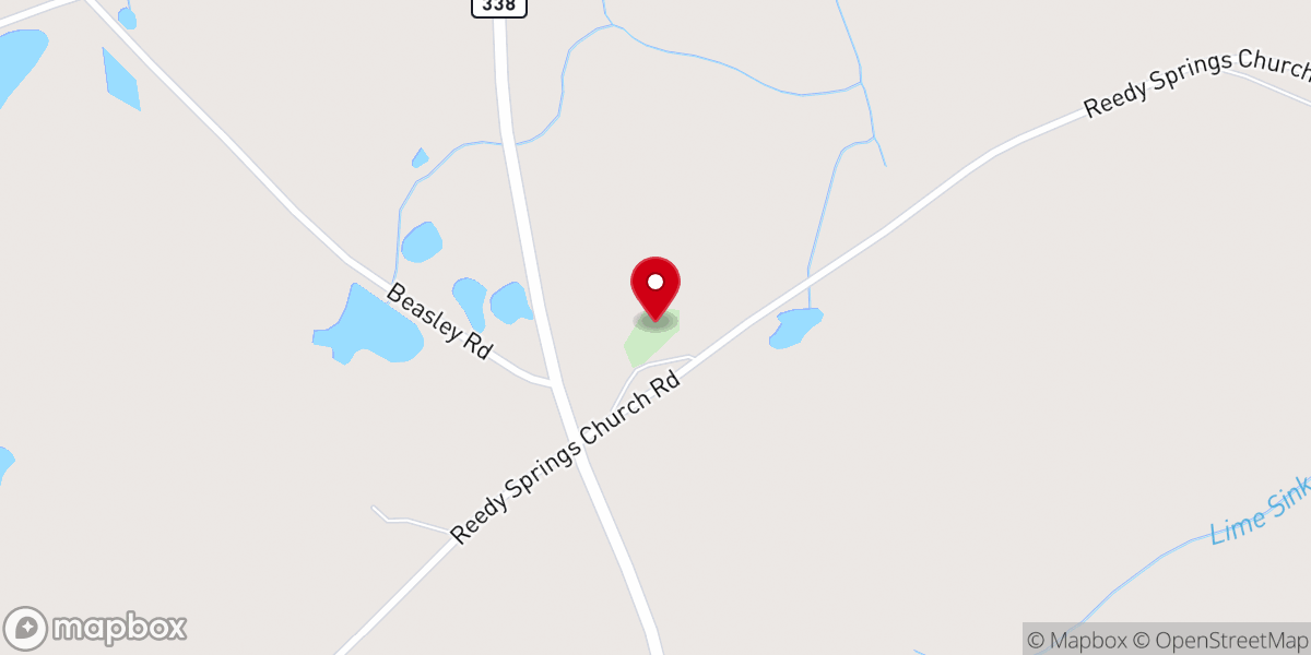 Map showing location of Reedy Spring Primitive Church