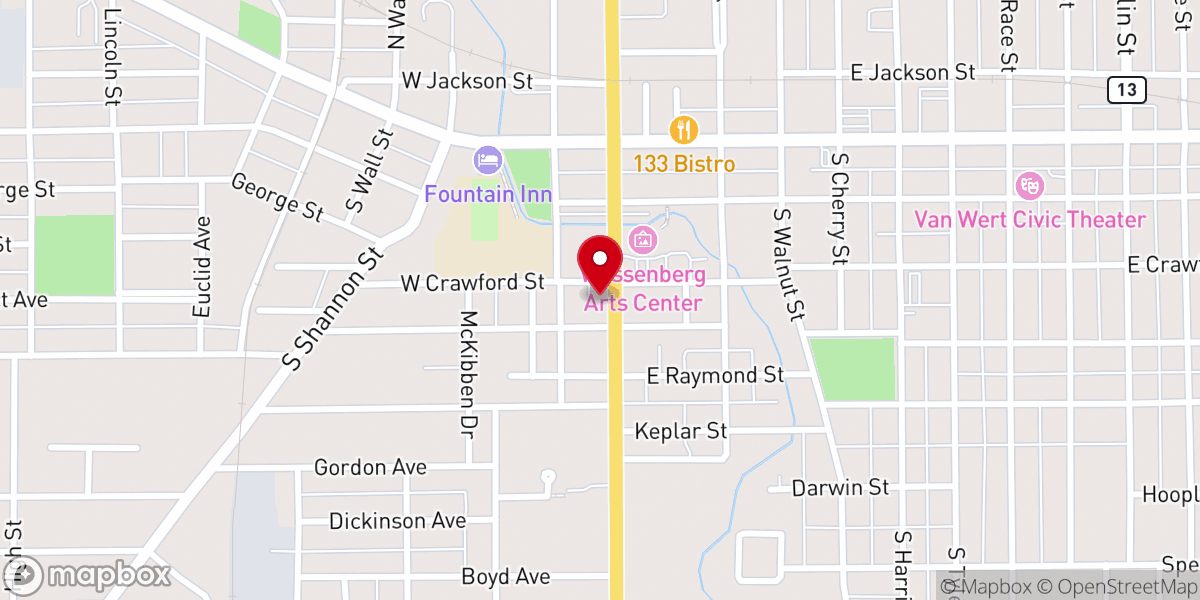 Map showing location of Van Wert First Presbyterian Church