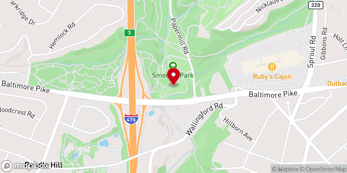 Map showing location of Smedley Park (Delaware County Park)