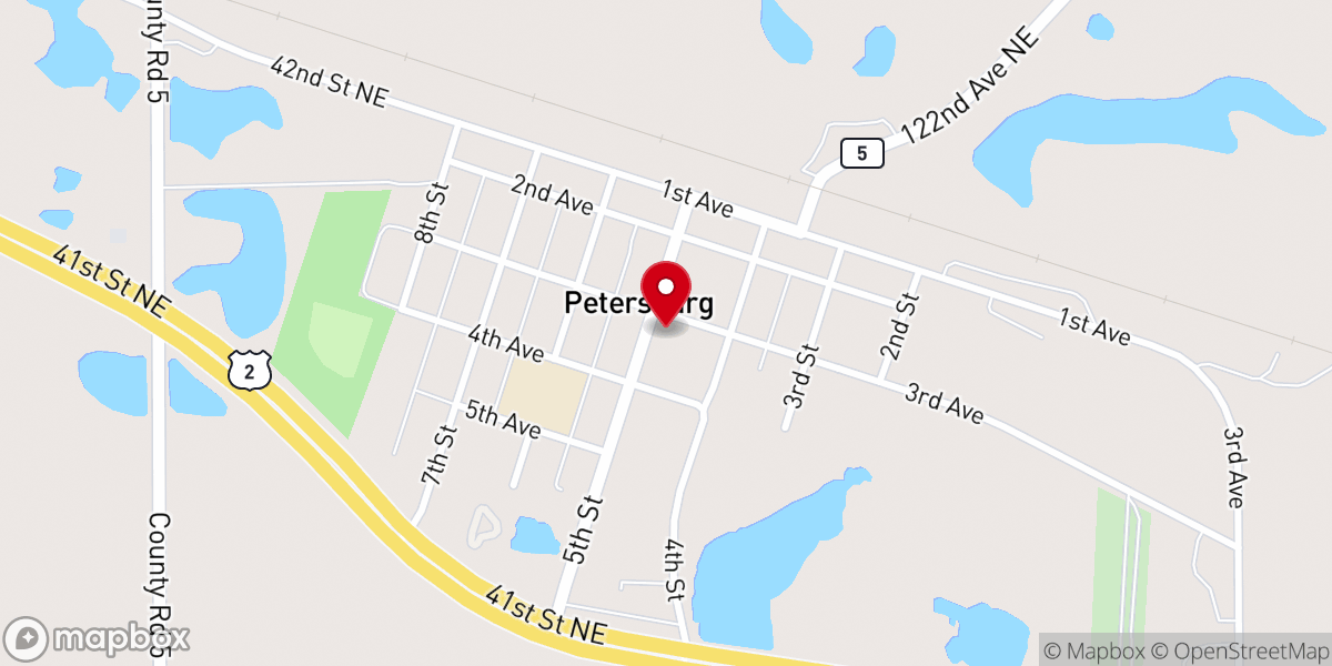 Map showing location of Petersburg Lutheran Church