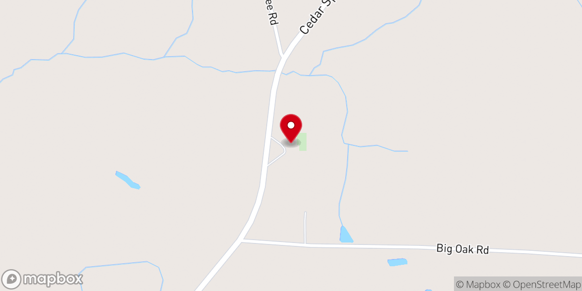 Map showing location of Cedar Springs Free Will Baptist Church