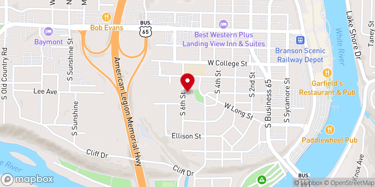 Map showing location of Church Army Branson