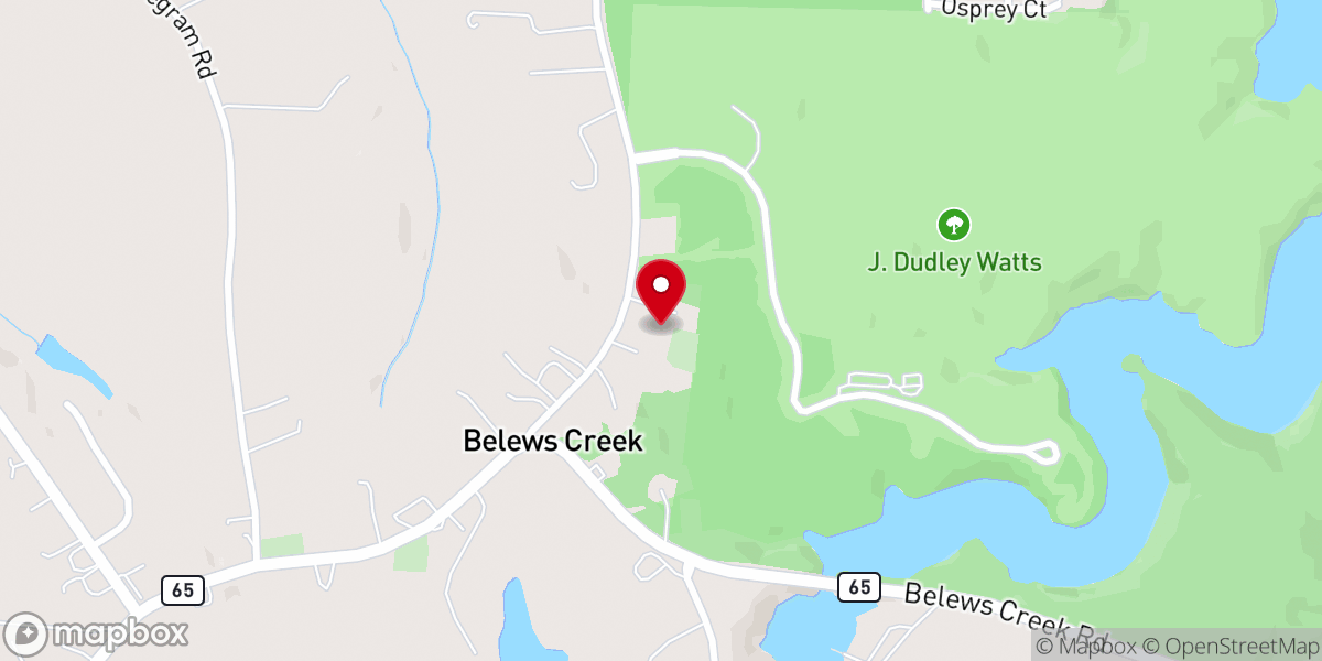 Map showing location of Belews Creek Baptist Church