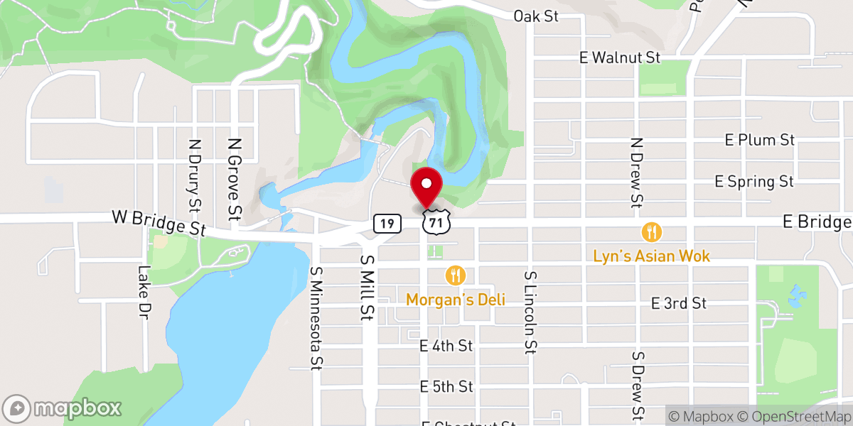 Map showing location of Southwestern Minnesota Synod (ELCA) Office