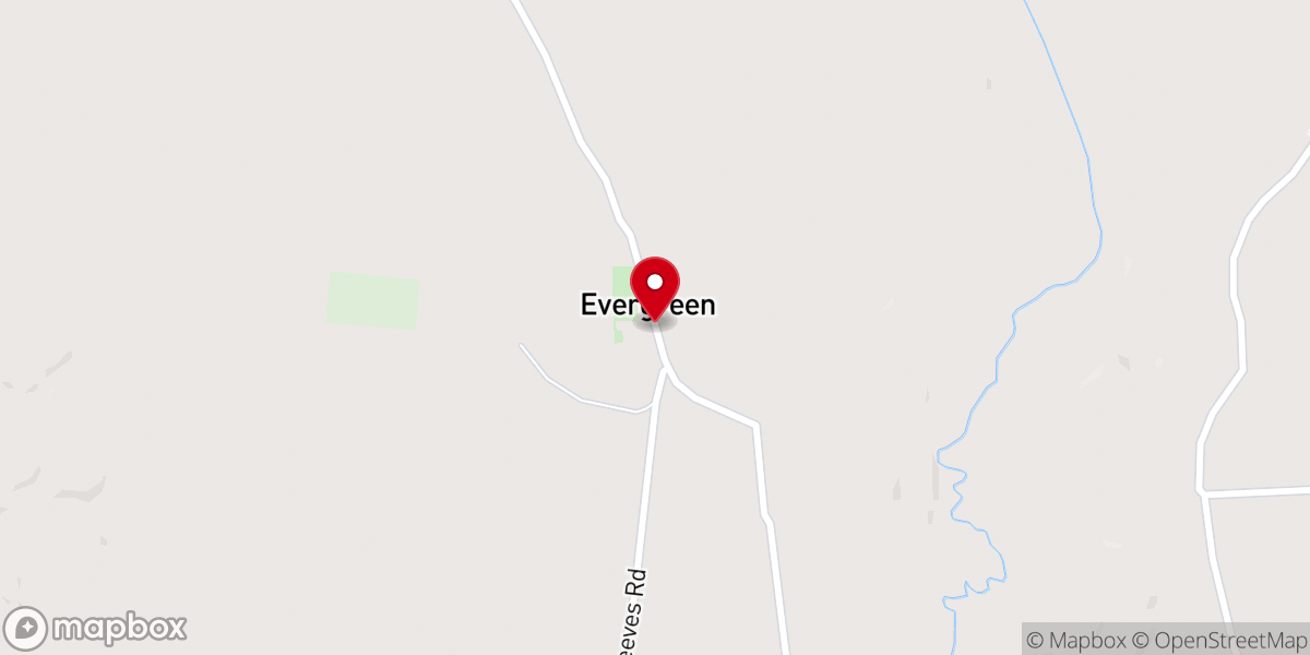 Map showing location of Evergreen Baptist Church