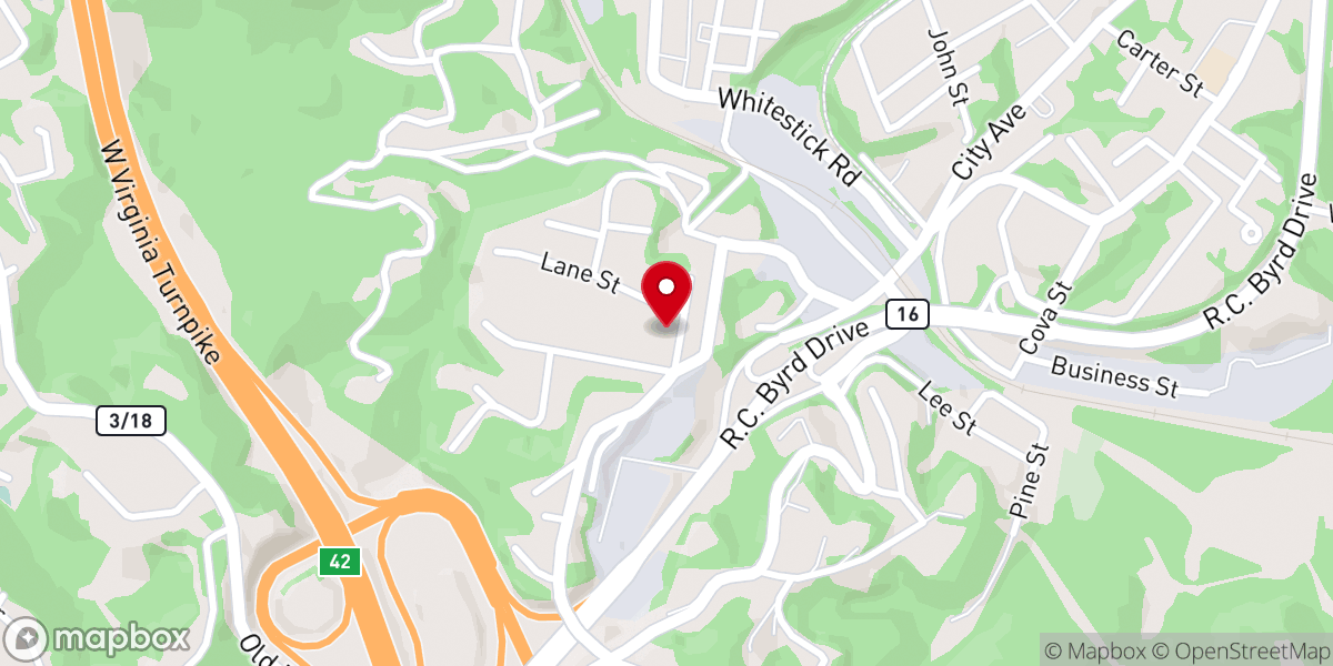 Map showing location of Mabscott Baptist Church