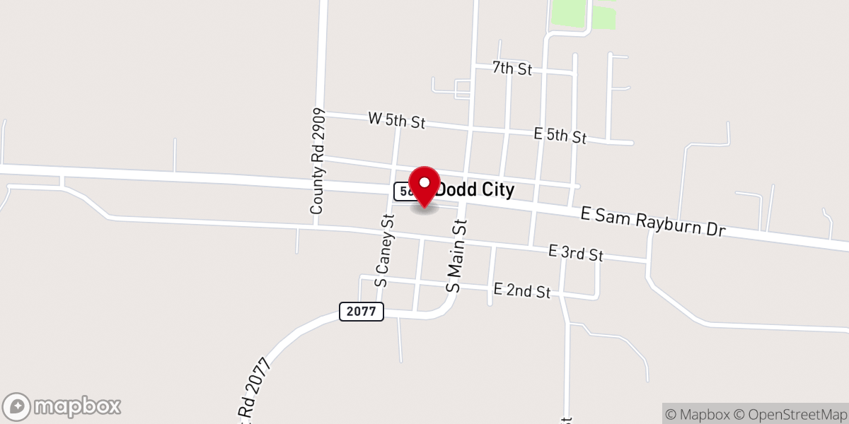 Map showing location of Dodd City City Hall