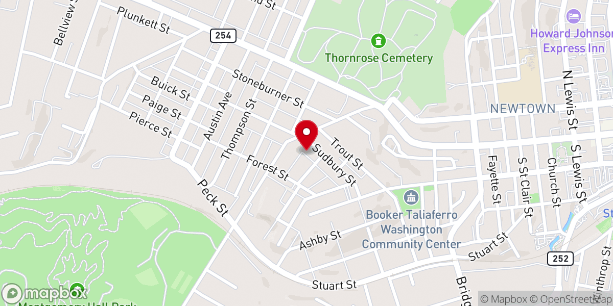 Map showing location of Allen Chapel Staunton African Methodist Episcopal Church