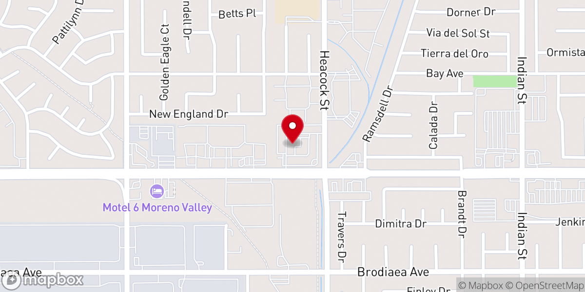 Map showing location of Iglesia Rios de Agua Viva Moreno Valley