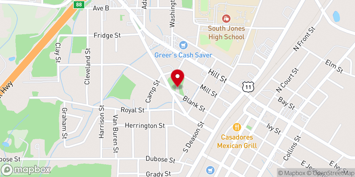 Map showing location of Mississippi Baptist Bible Institute