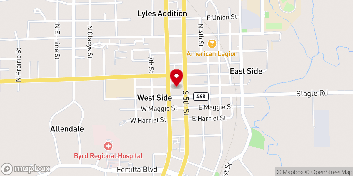 Map showing location of First United Pentecostal Church