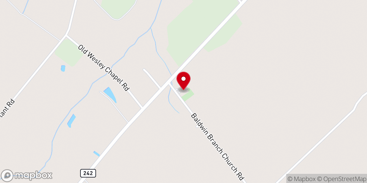 Map showing location of Baldwin Branch Missionary Baptist Church