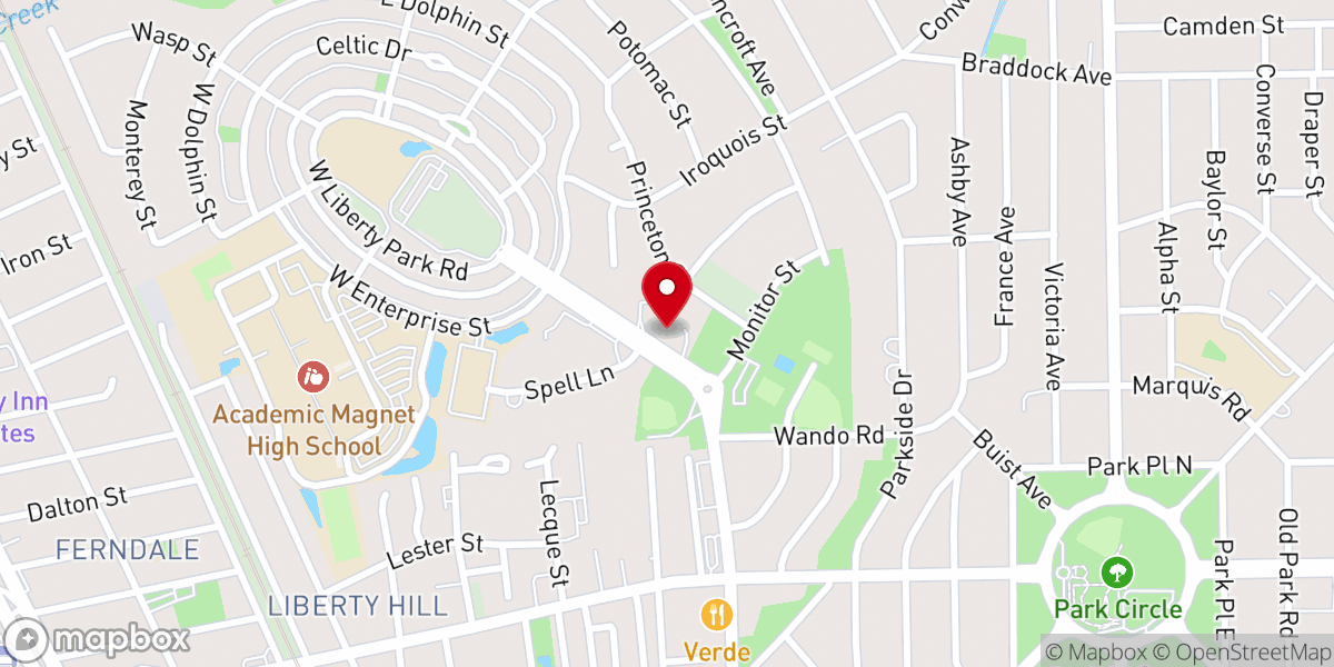 Map showing location of Friendship Baptist Church