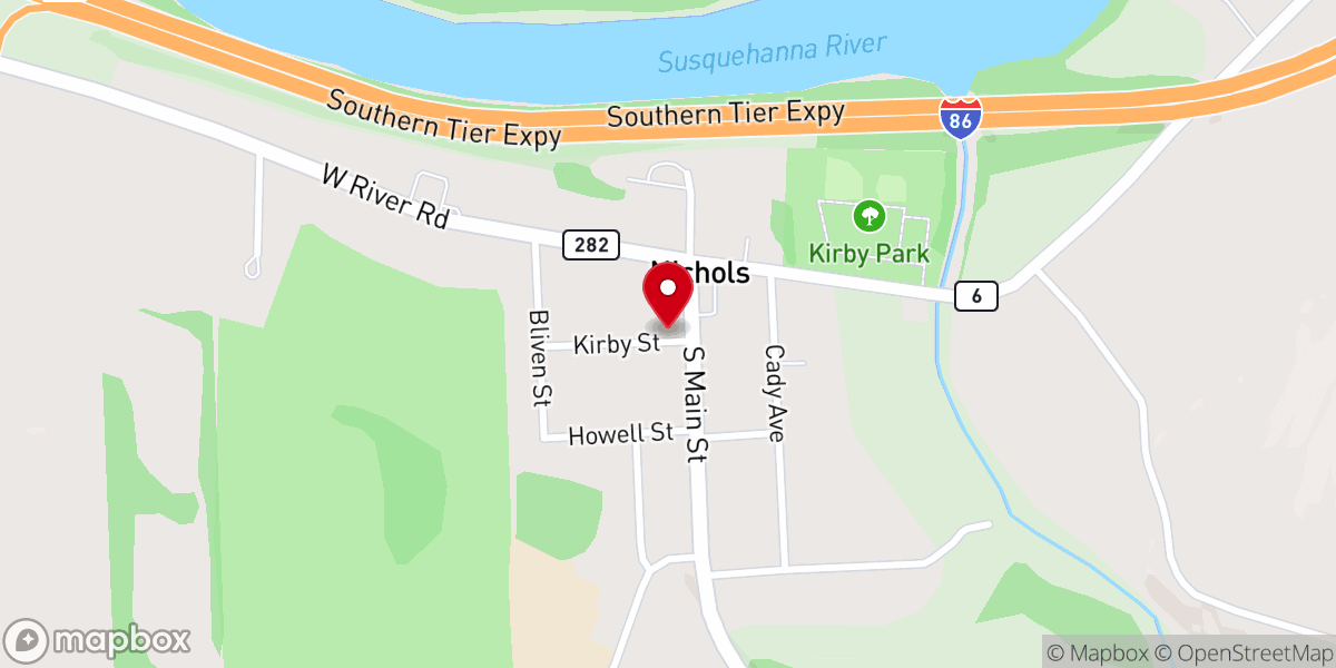 Map showing location of Nichols United Methodist Church