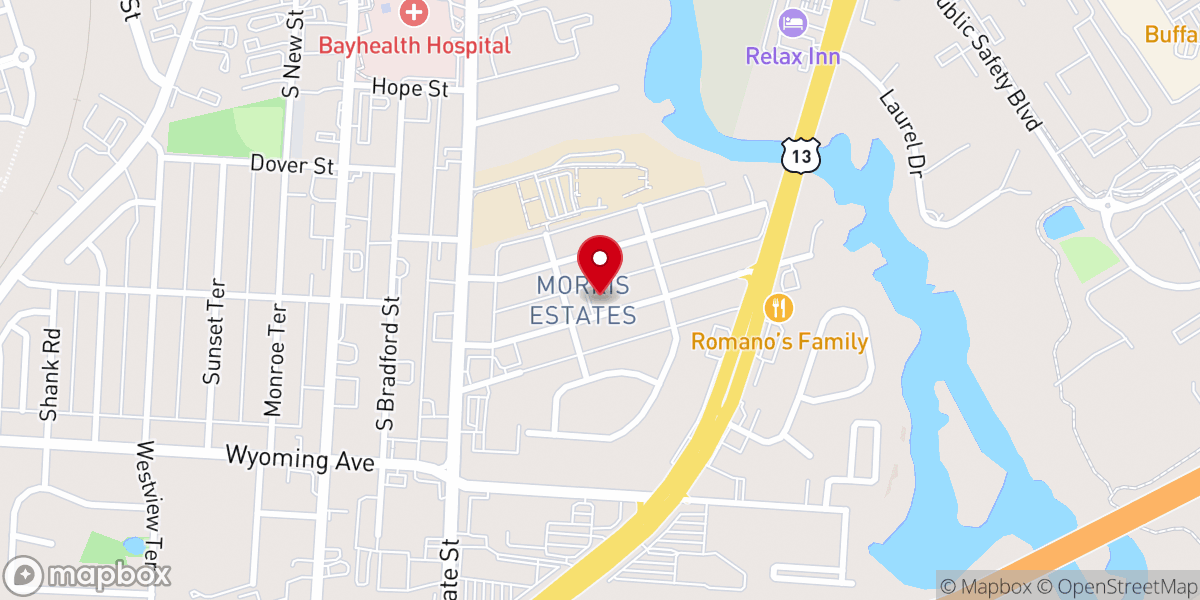 Map showing location of St. John's Lutheran Church