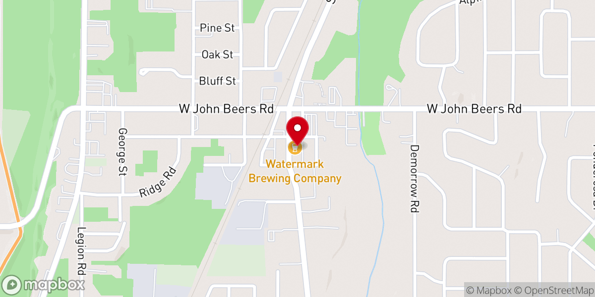 Map showing location of Watermark Brewing Company