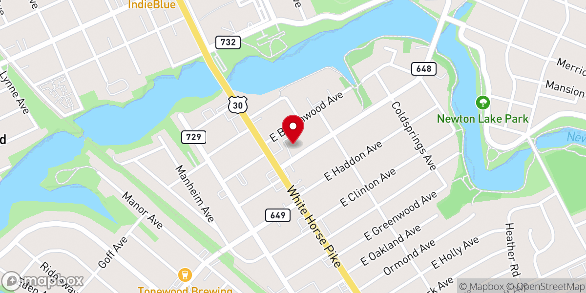 Map showing location of Oaklyn Baptist Church