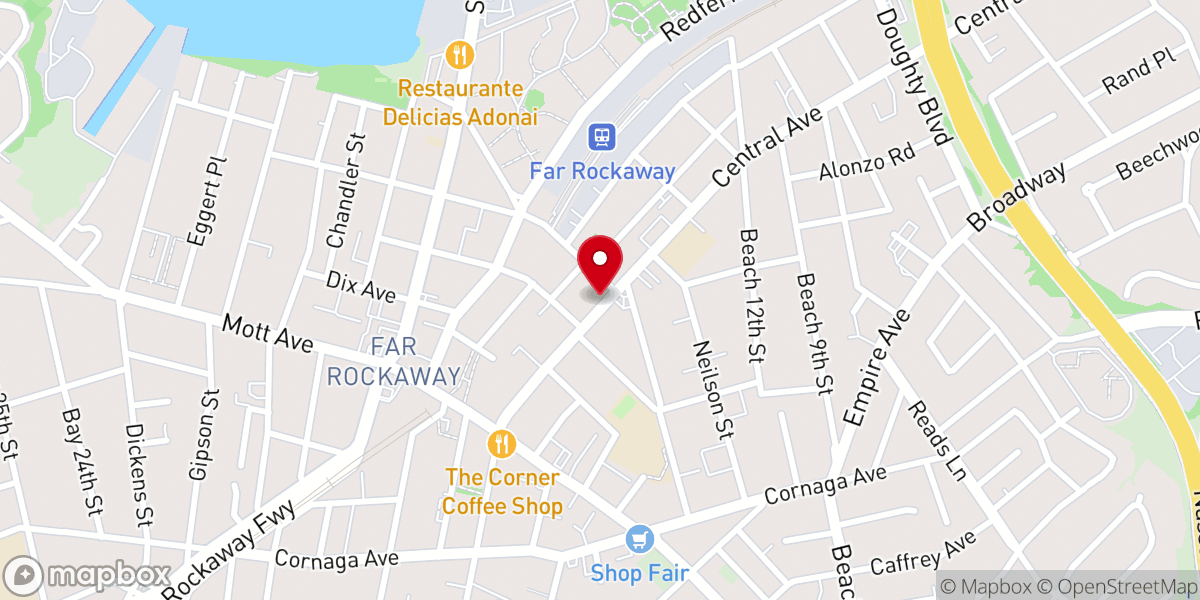 Map showing location of Far Roackaway Community Church
