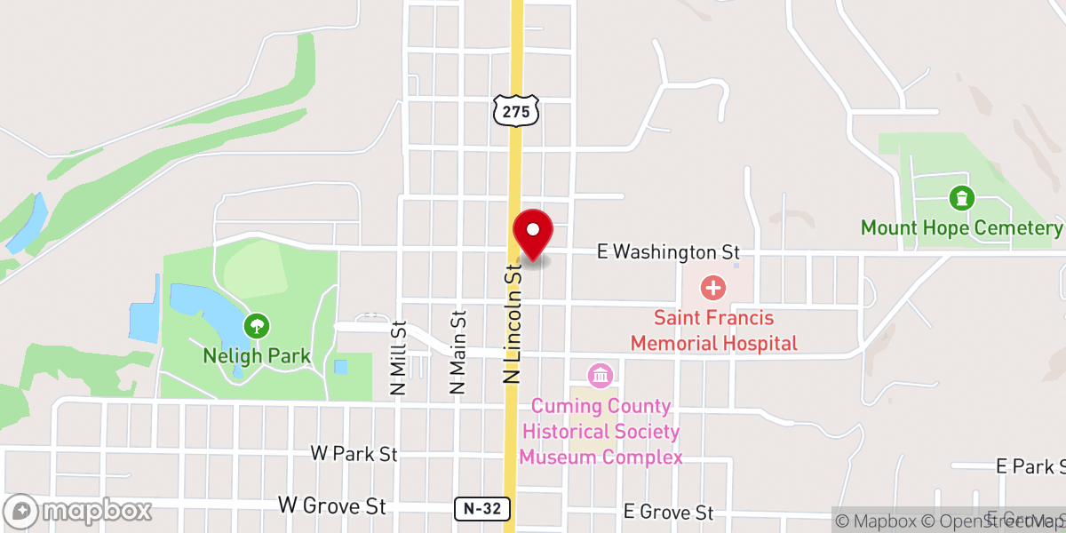 Map showing location of Saint Paul Lutheran Church