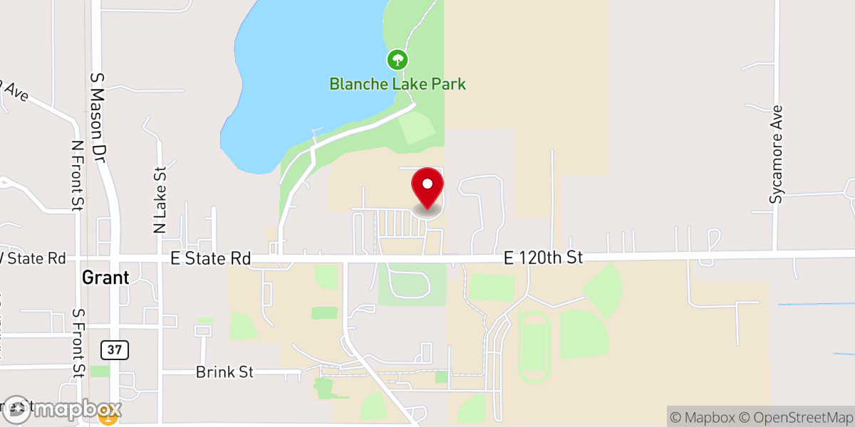 Map showing location of Grant Fine Arts Center