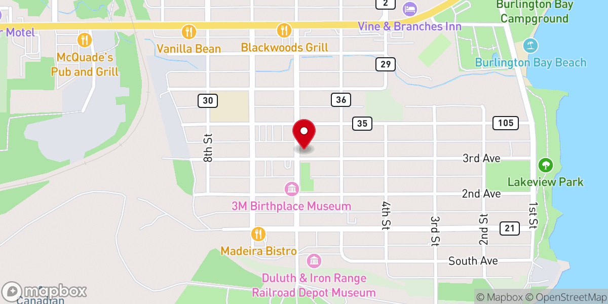 Map showing location of The United Church of Two Harbors