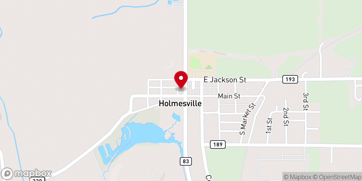 Map showing location of Holmesville Chirst of Christ