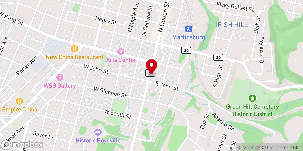 Map showing location of Catholic Charities West Virginia - Martinsburg Outreach Office