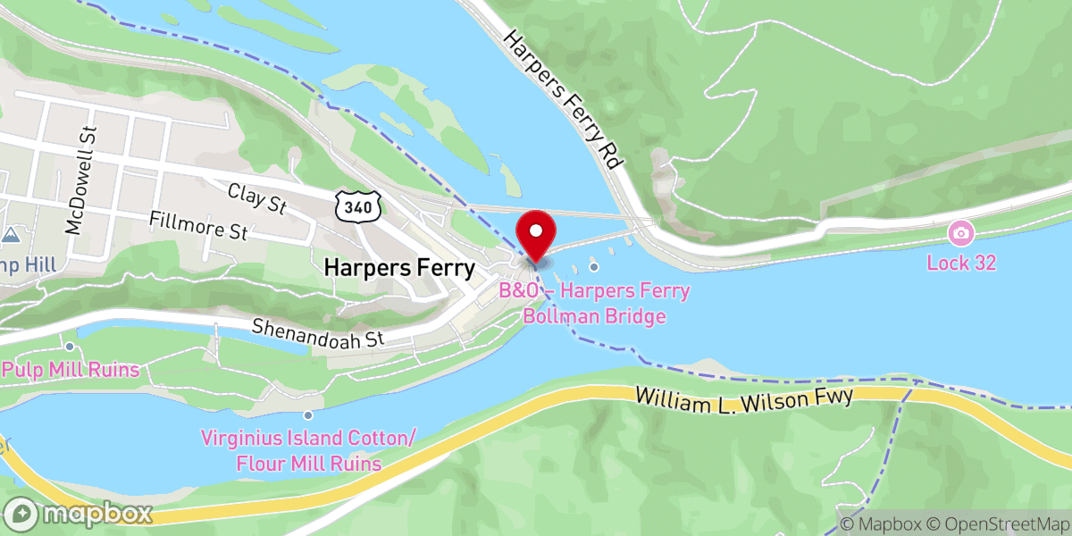Map showing location of Original Site Robert Harper's Ferry