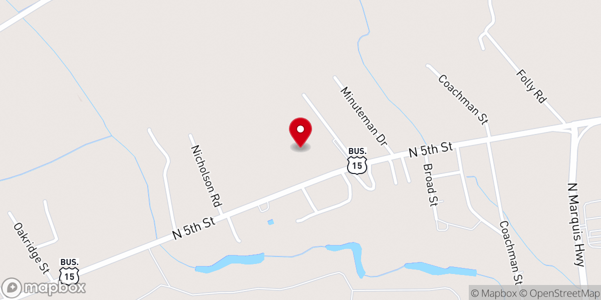 Map showing location of Whispering Pines Baptist Church
