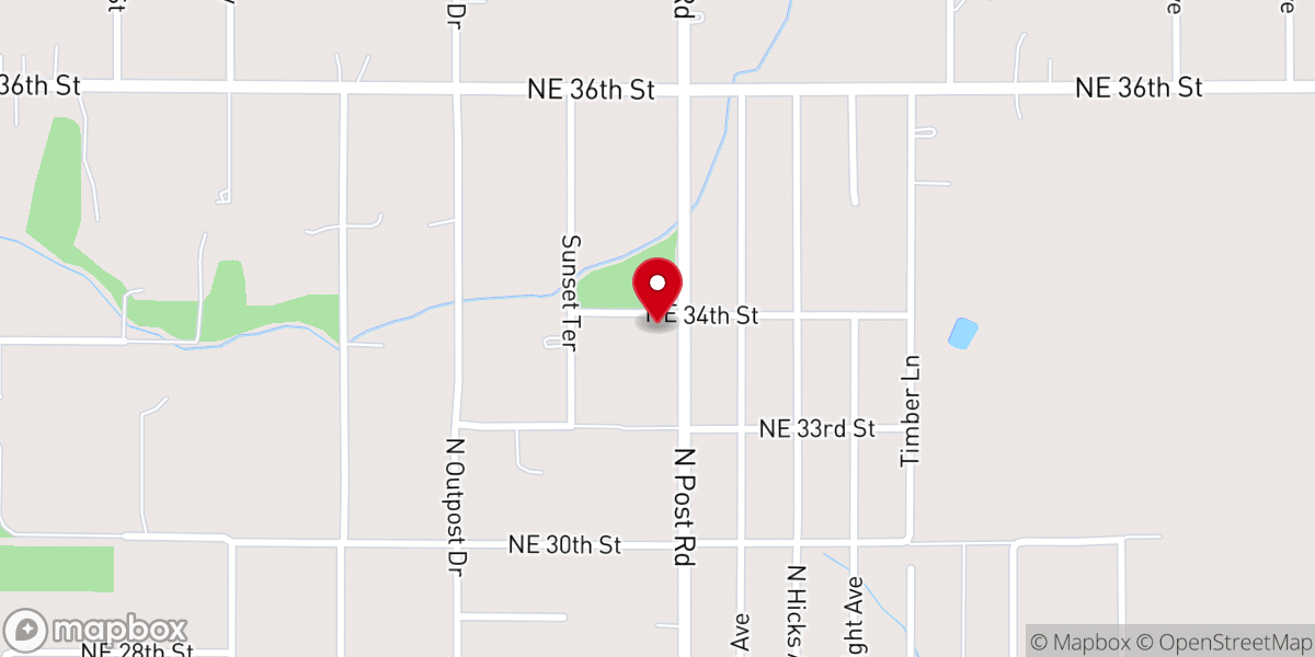 Map showing location of First Baptist Church of Hicks