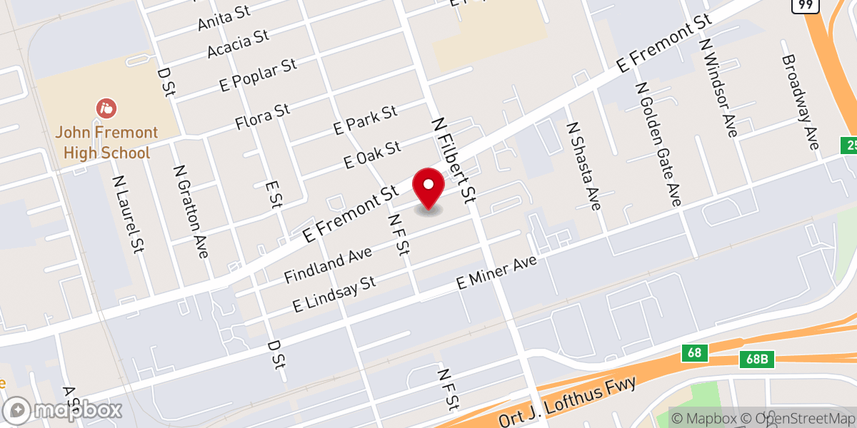 Map showing location of Unity Church of Stockton