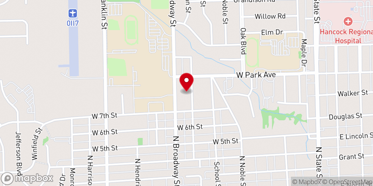 Map showing location of City Church Greenfield