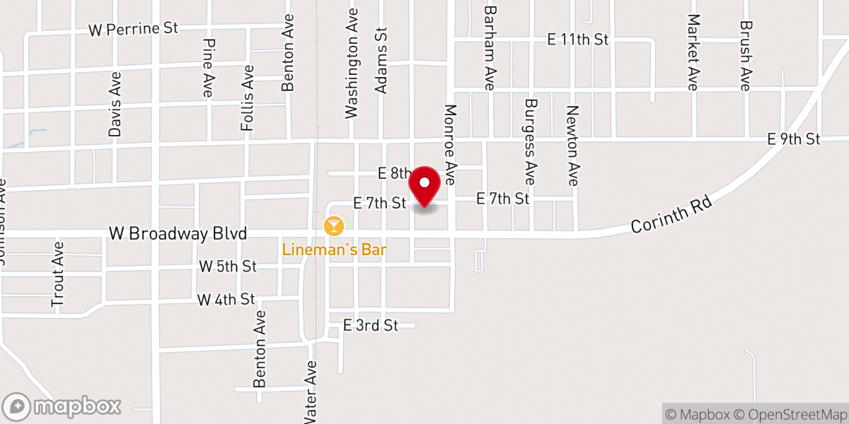 Map showing location of First Baptist Church of Johnston City