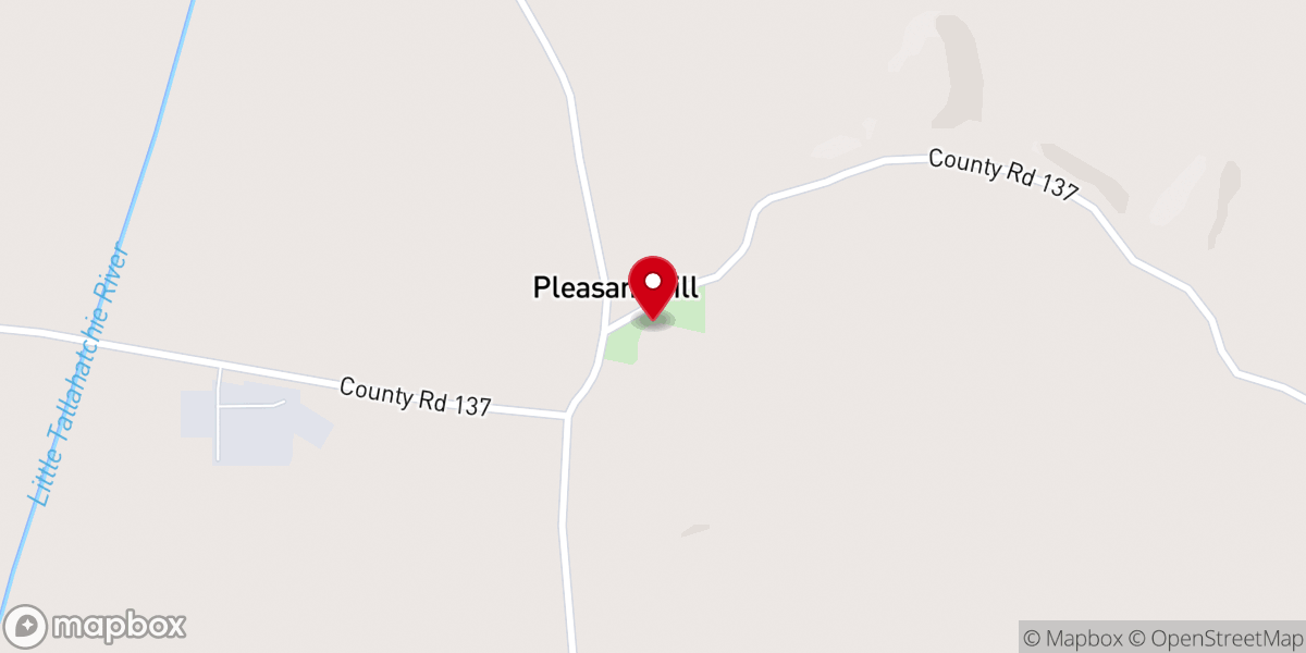Map showing location of Pleasant Hill Baptist Church