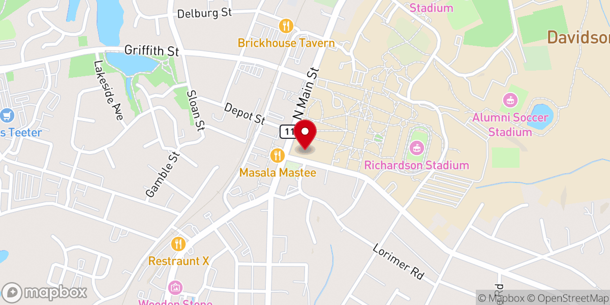 Map showing location of Davidson College Presbyterian Church