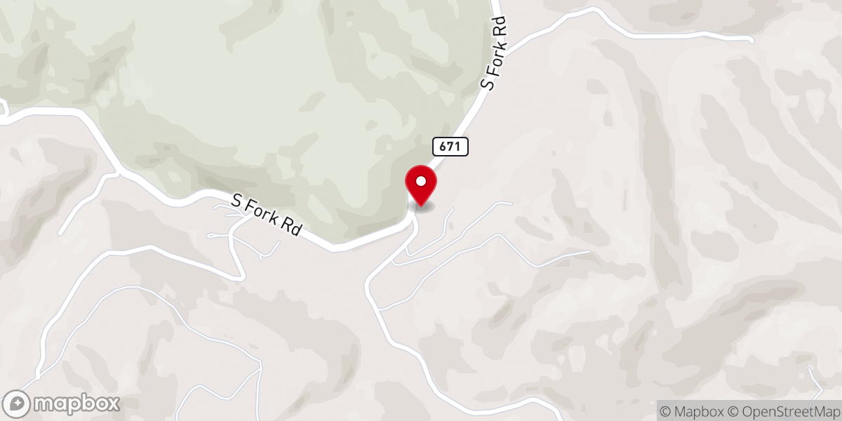 Map showing location of Gladyfork Freewill Baptist Church
