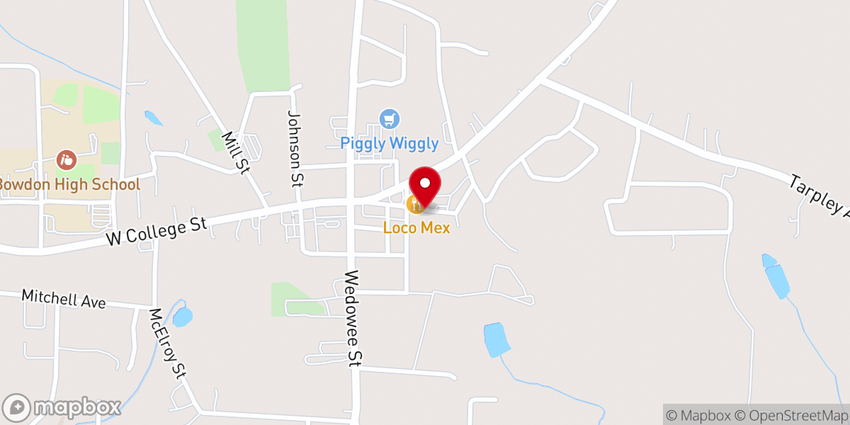 Map showing location of Bowdon United Christian Ministries