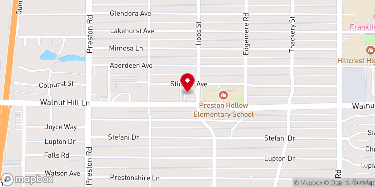 Map showing location of Preston Hollow Church