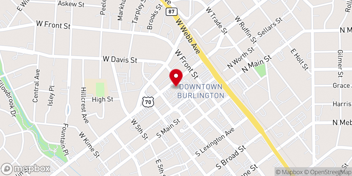 Map showing location of The Burlington Liquidation Store