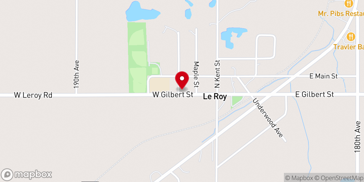 Map showing location of Leroy United Methodist Church