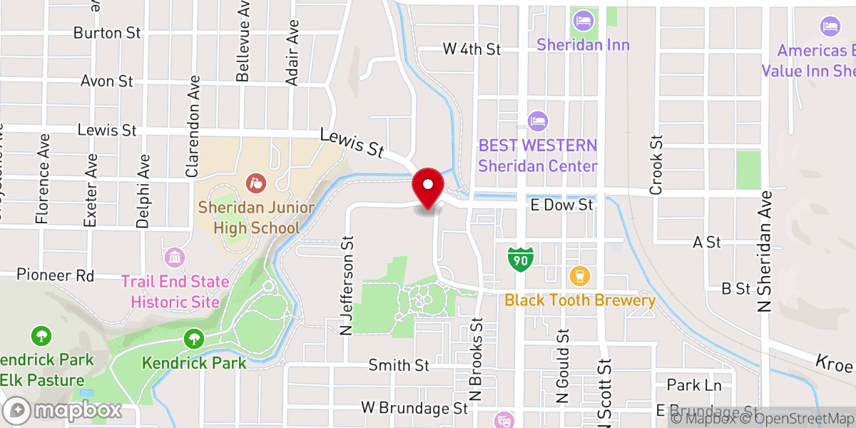 Map showing location of Sheridan Bible Church