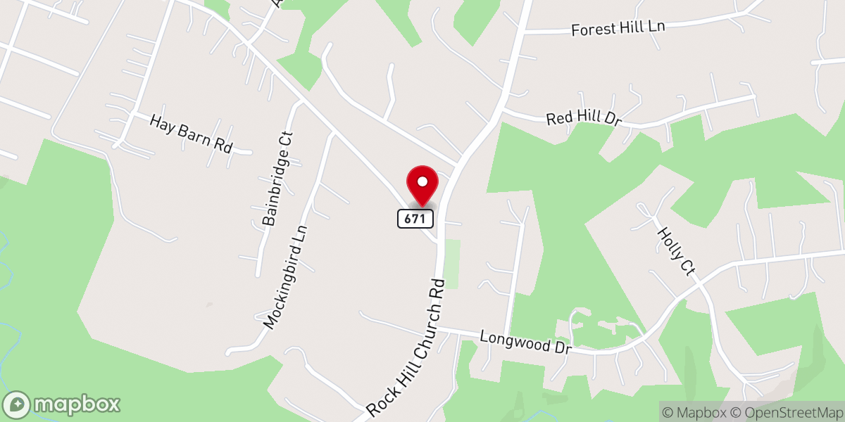 Map showing location of Rock Hill Baptist Church