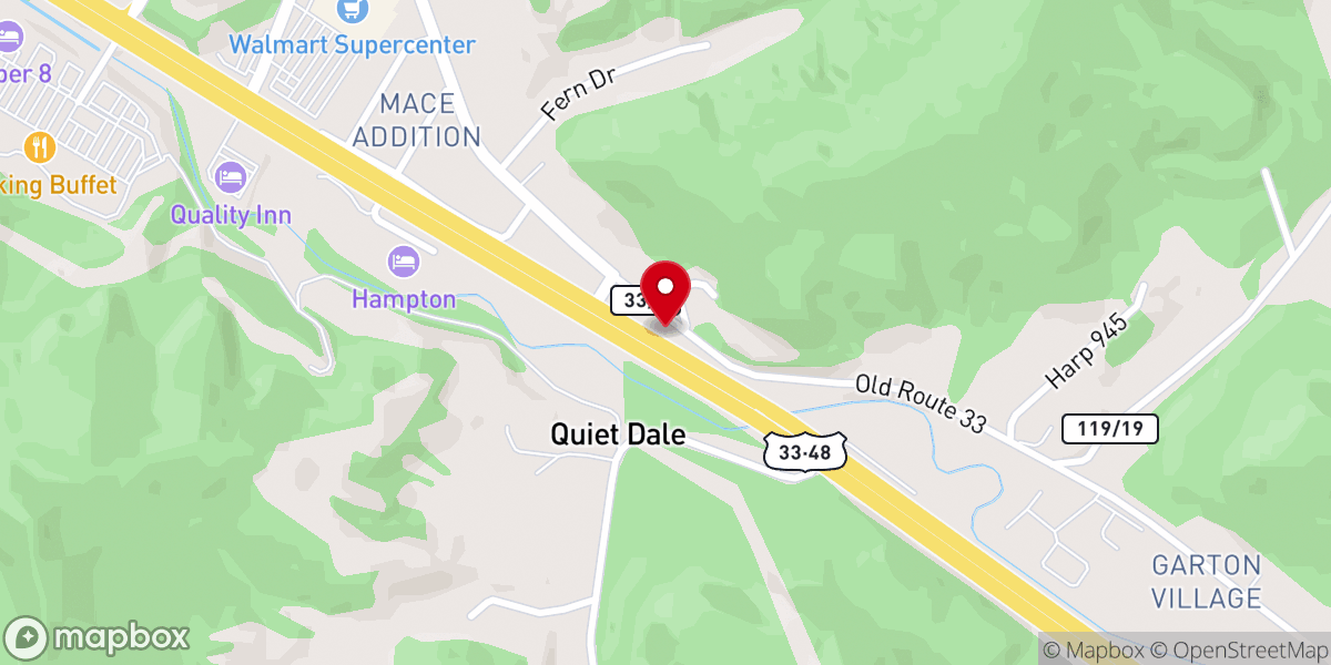 Map showing location of Stonecoal United Methodist Church