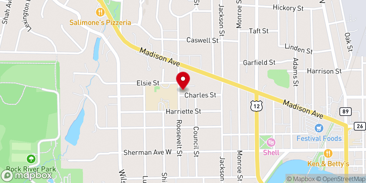 Map showing location of Bethany Evangelical Lutheran Church