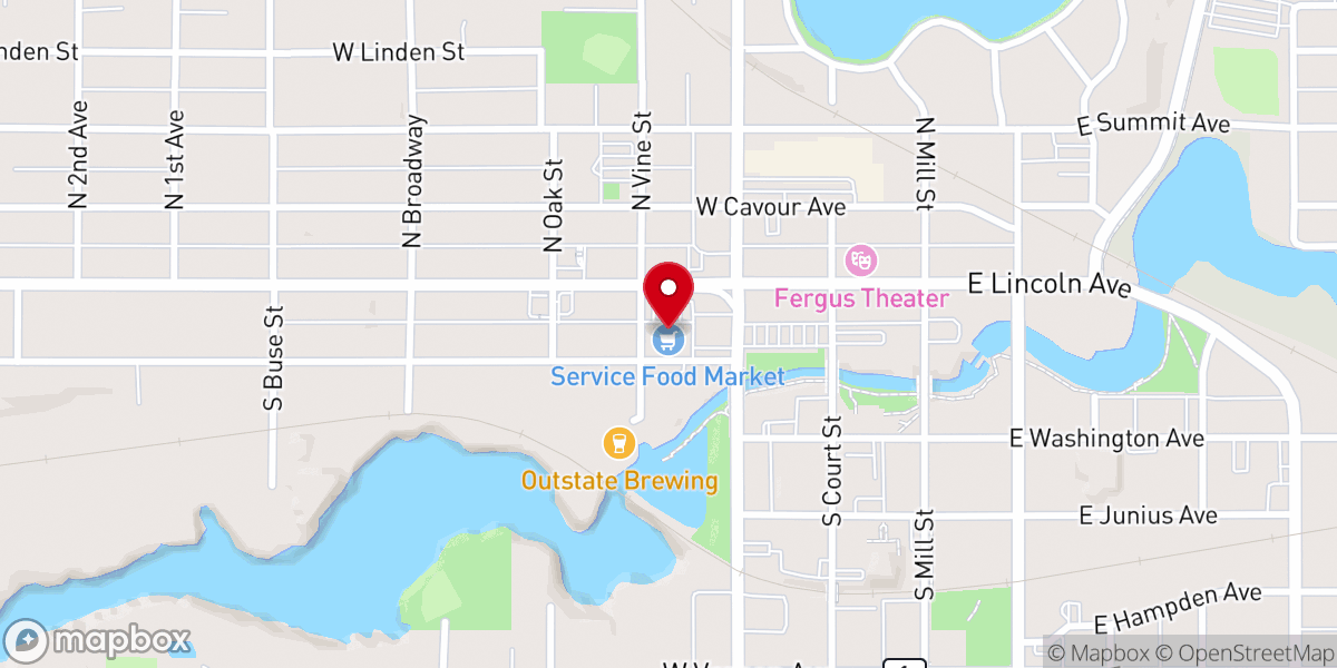 Map showing location of Service Food Market