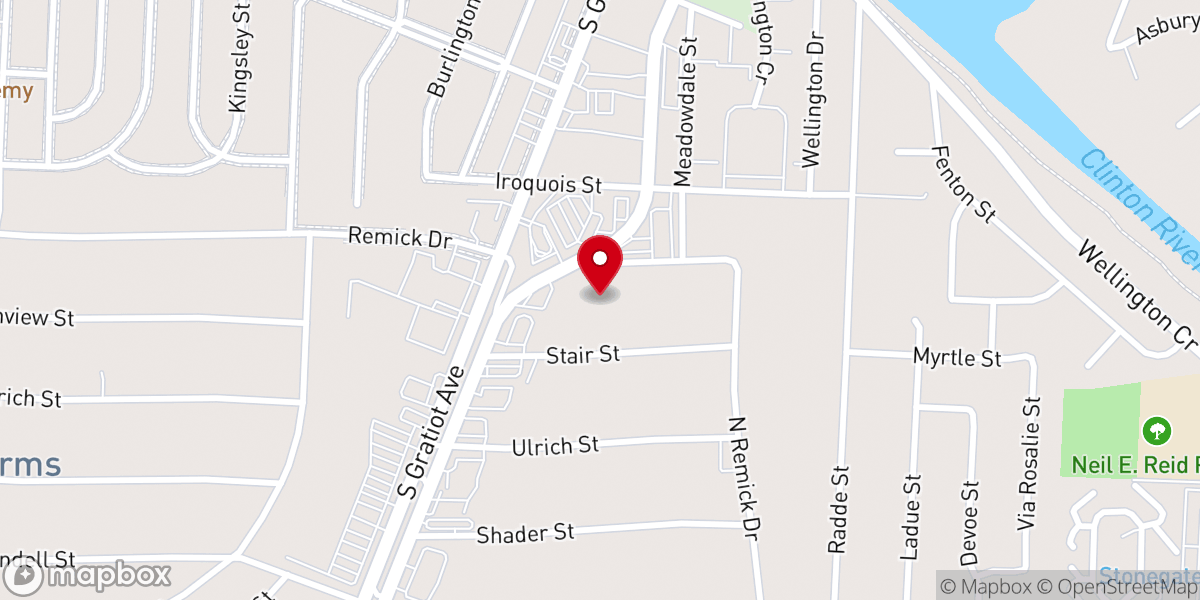 Map showing location of Macomb Baptist Church