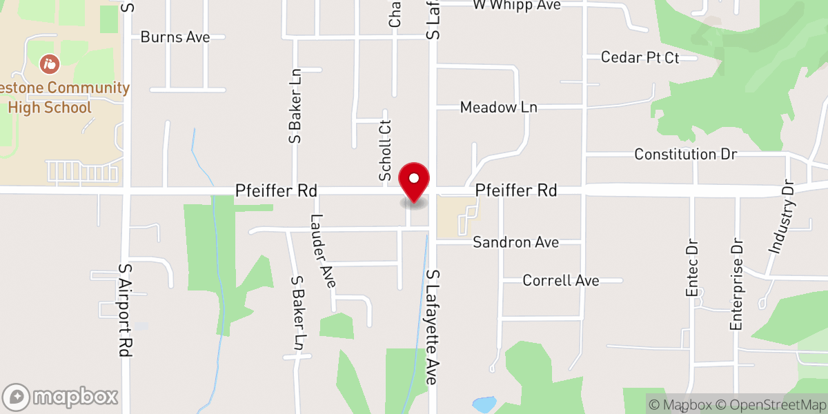 Map showing location of Bartonville Christian Church