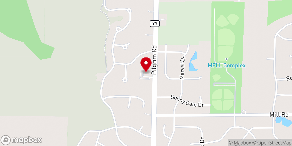 Map showing location of Falls Bible Church