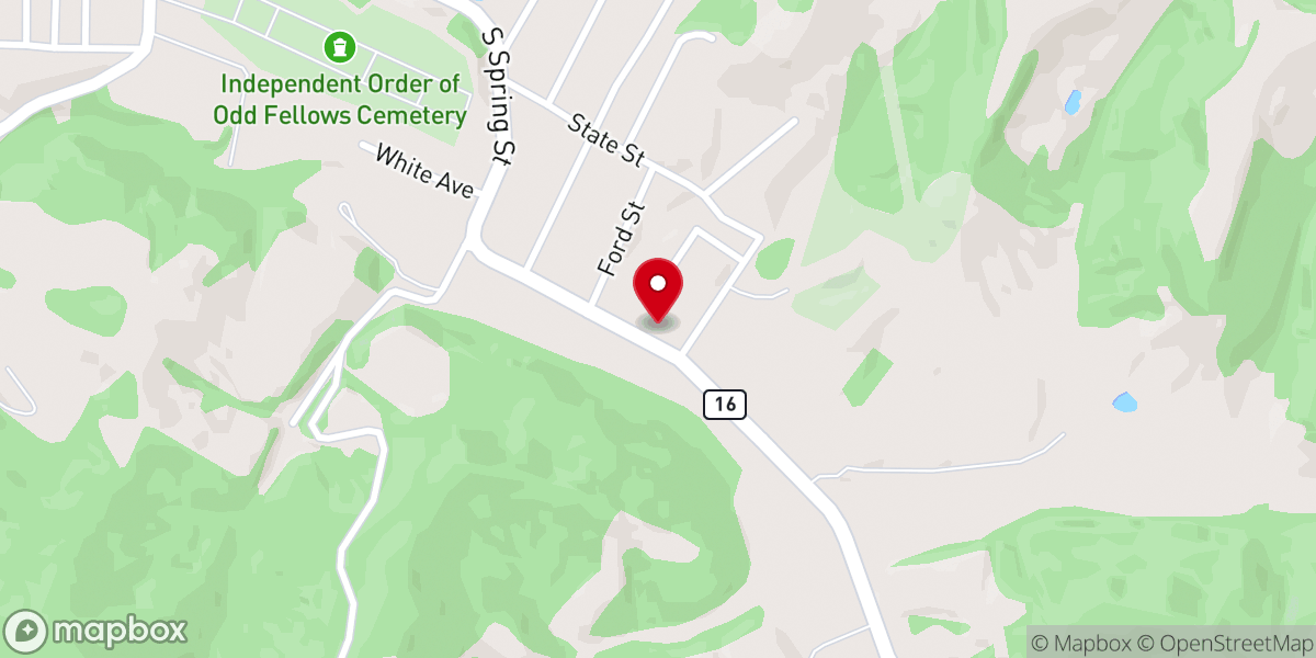 Map showing location of South Side Baptist Church