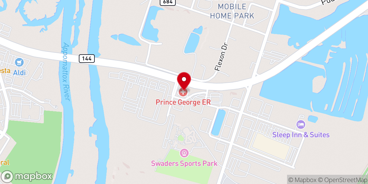 Map showing location of Prince George ER